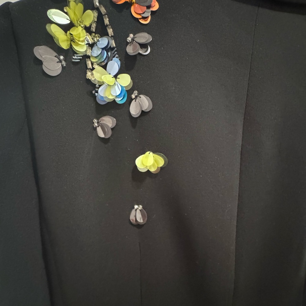 Cinq à Sept Black Jacket/Dress with Colorful Floral Accents - Picture 7 of 7